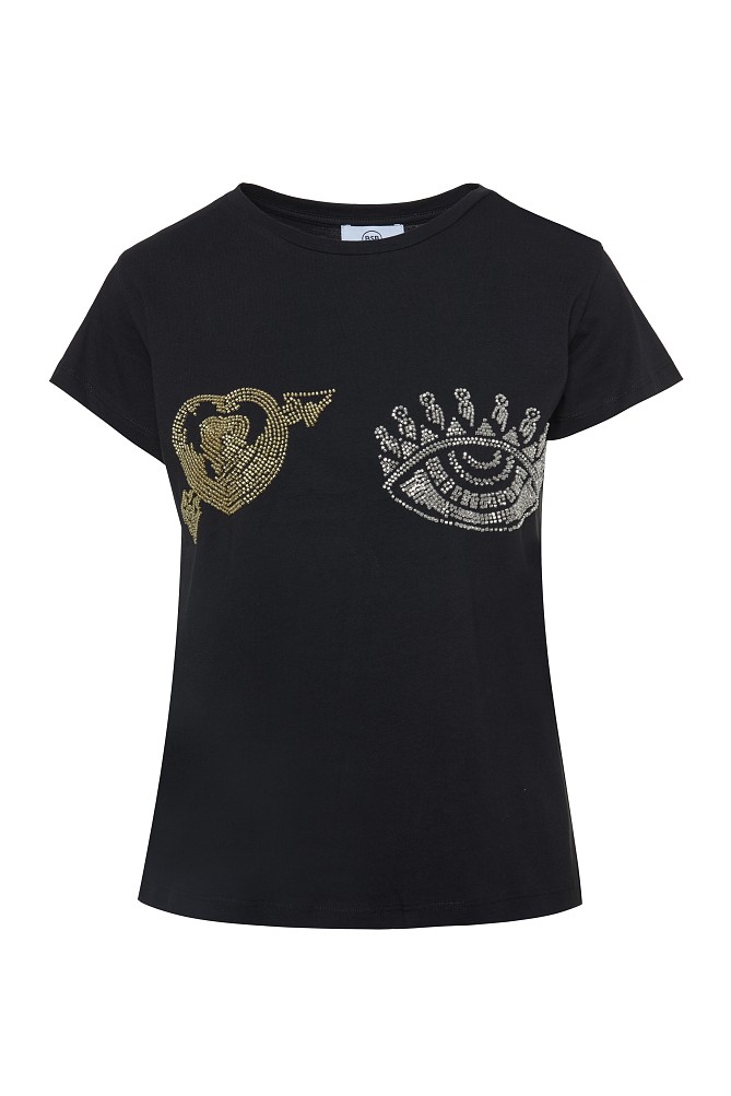 T-shirt with rhinestone embellishments