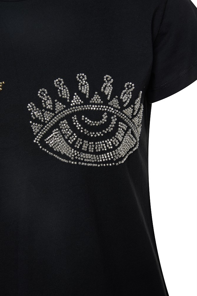 T-shirt with rhinestone embellishments