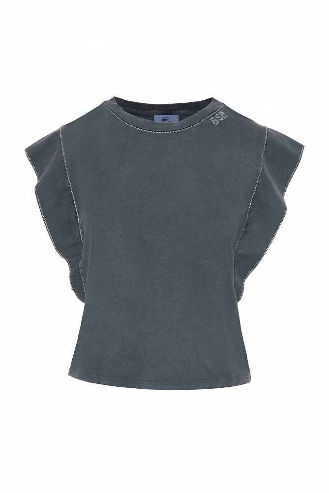 Sleeveless cotton top with ruffles