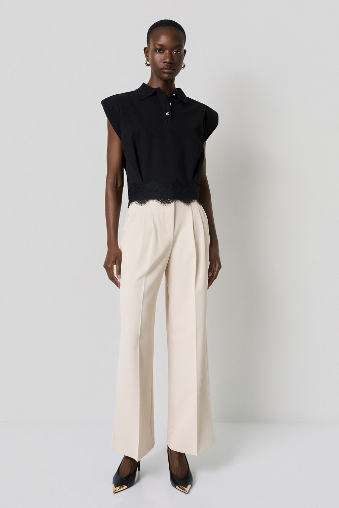 Polo top with lace detailing