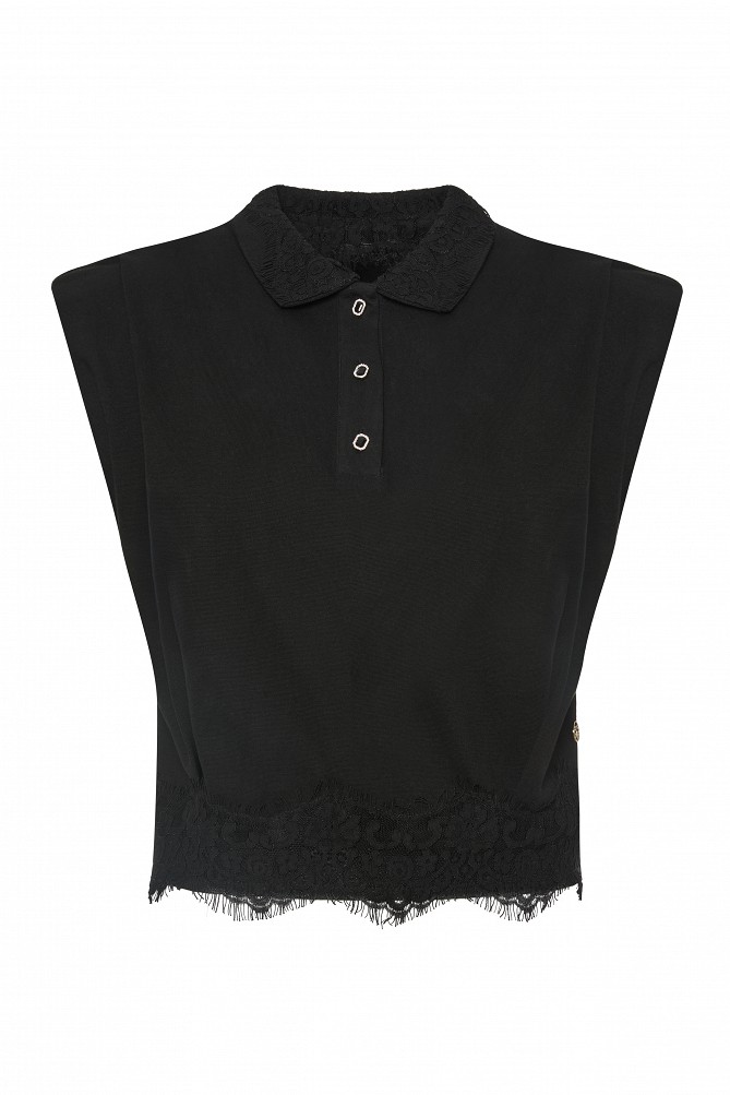 Polo top with lace detailing