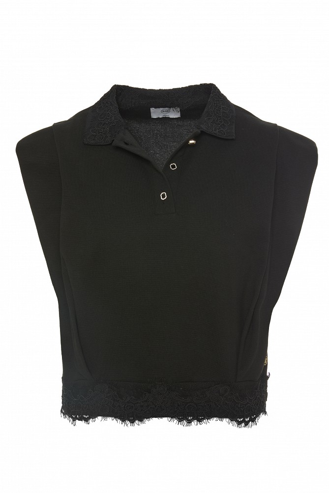 Polo top with lace detailing