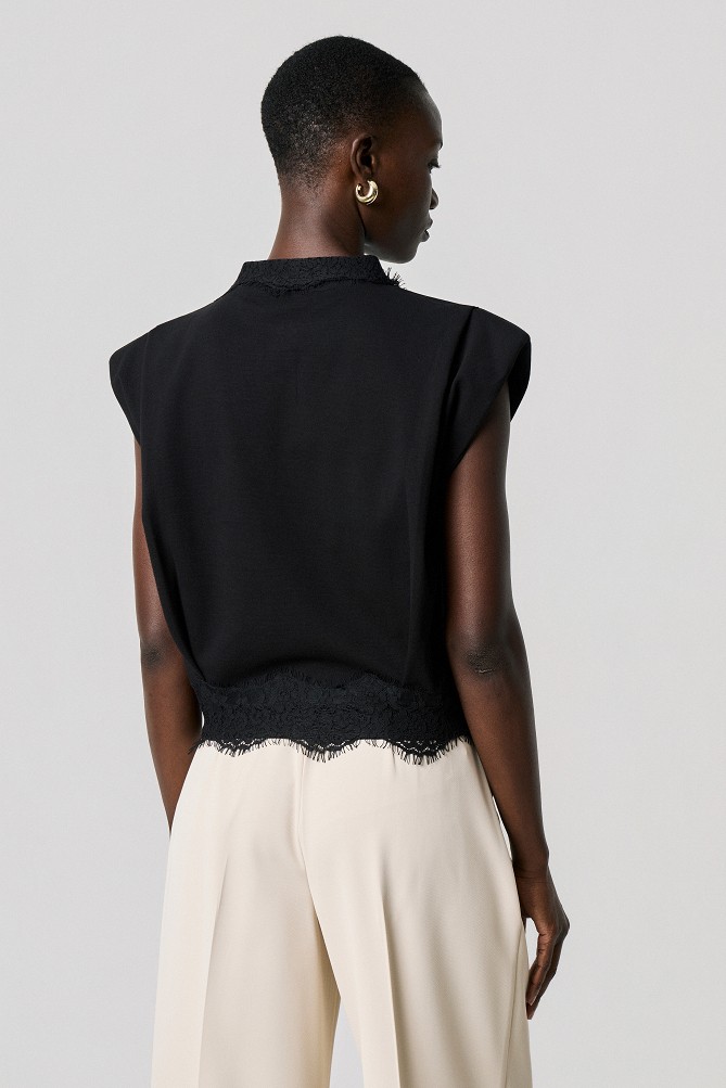 Polo top with lace detailing