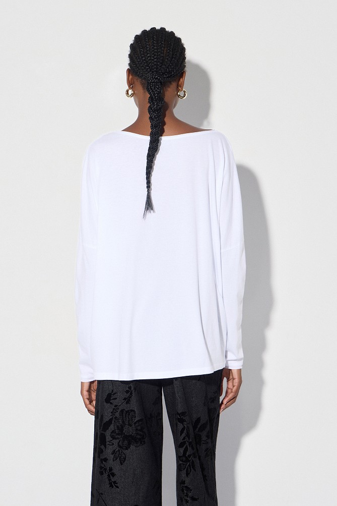 Oversized cotton long-sleeve blouse