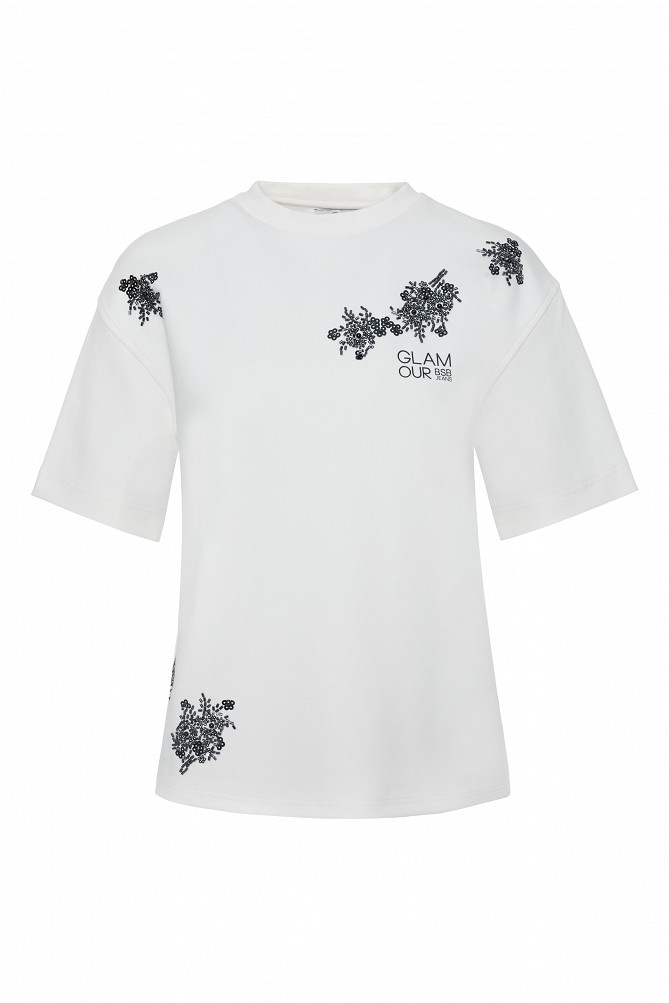 T-shirt with bead embellishments