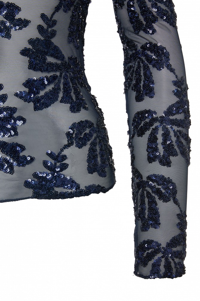 Sheer top with sequin embellishments