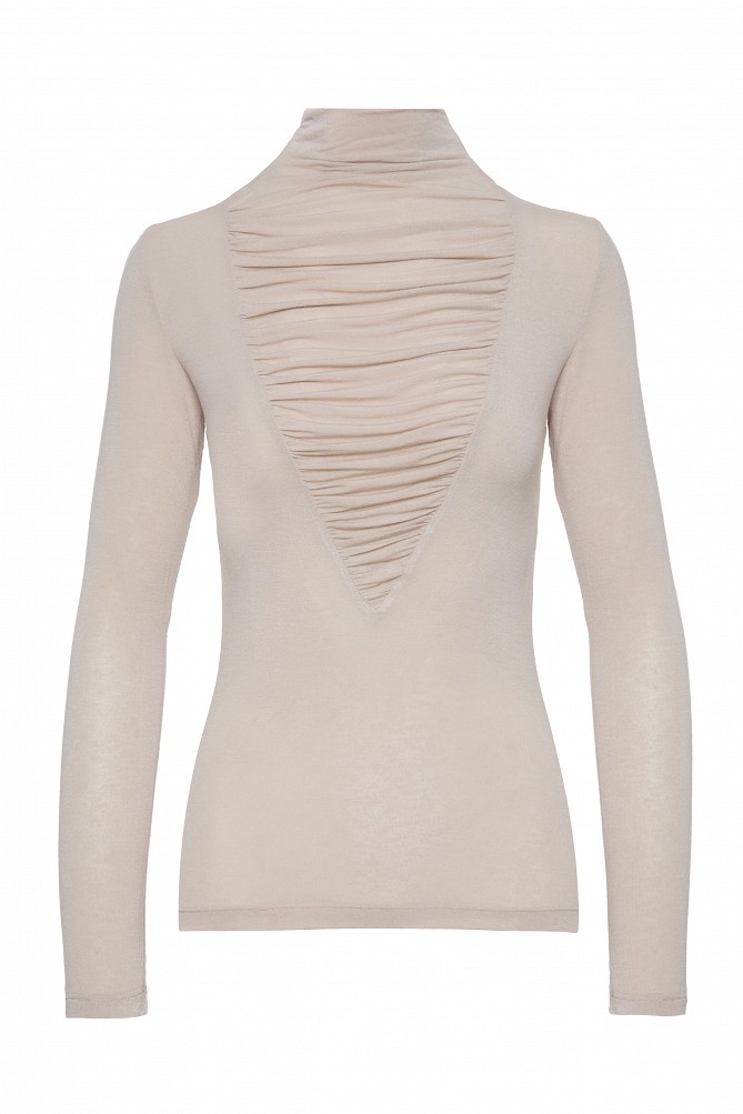 Turtleneck blouse with gathered detailing