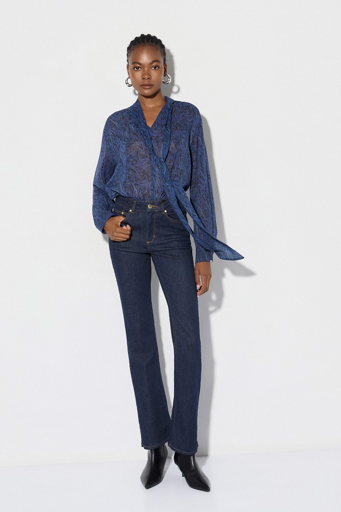 Printed blouse with scarf