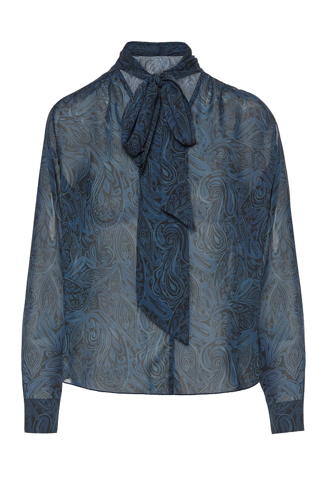 Printed blouse with scarf