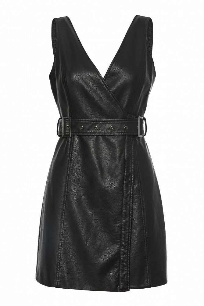 Leather-look mini dress
