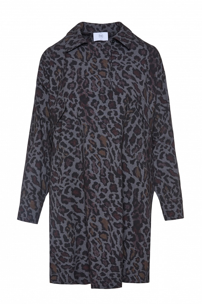 Mini leopard print shirt dress