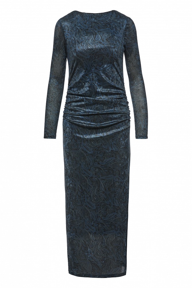 Printed velvet midi dress