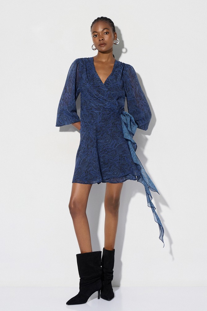Mini printed wrap dress