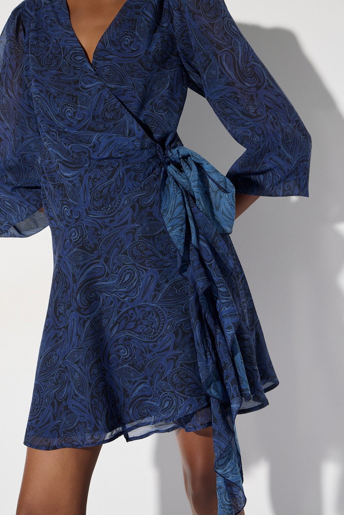 Mini printed wrap dress