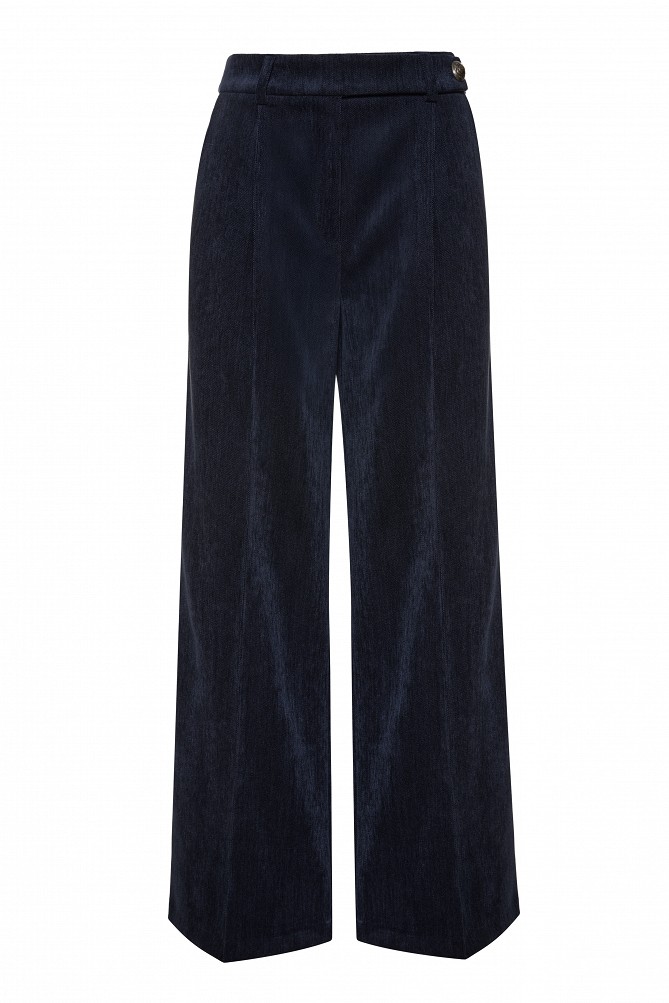 Pleated velvet-look trousers