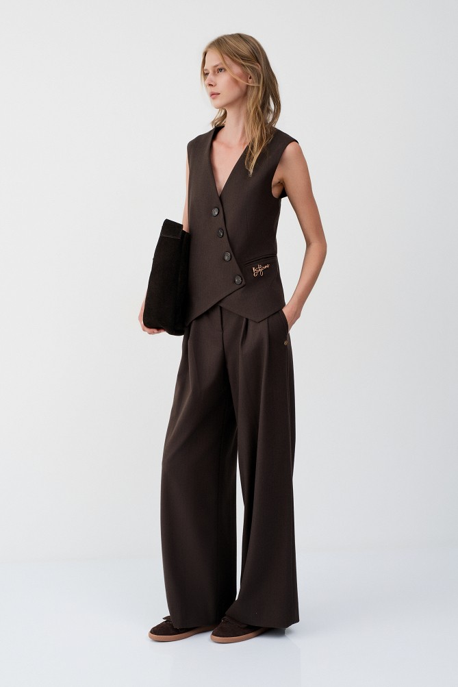 High-waisted striped wide-leg trousers