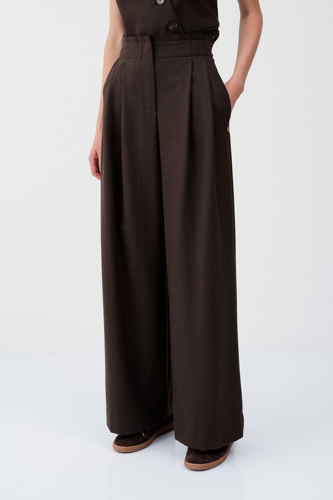 High-waisted striped wide-leg trousers