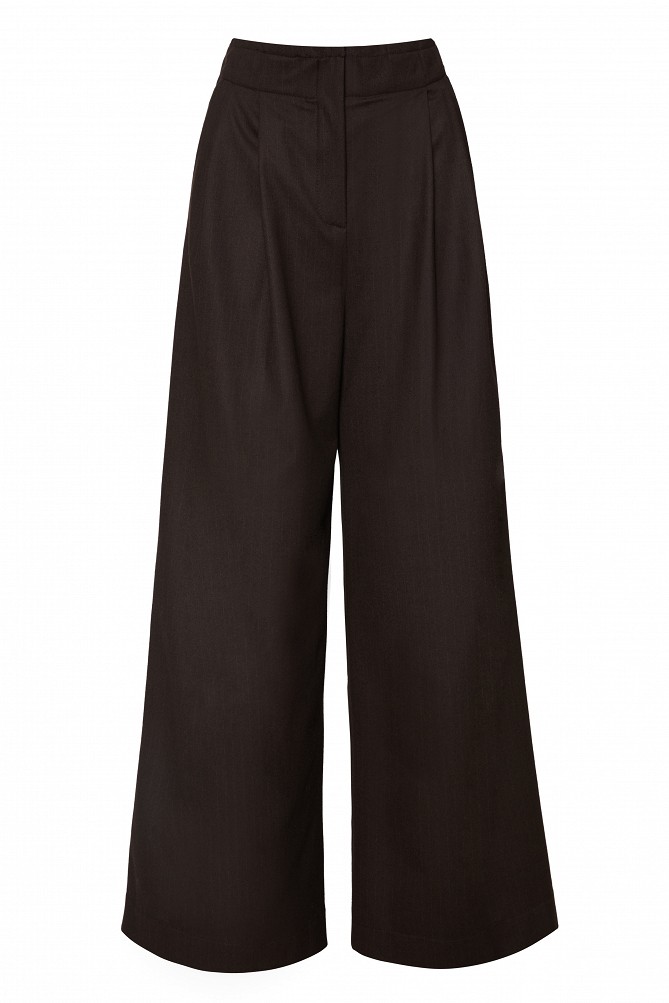 High-waisted striped wide-leg trousers
