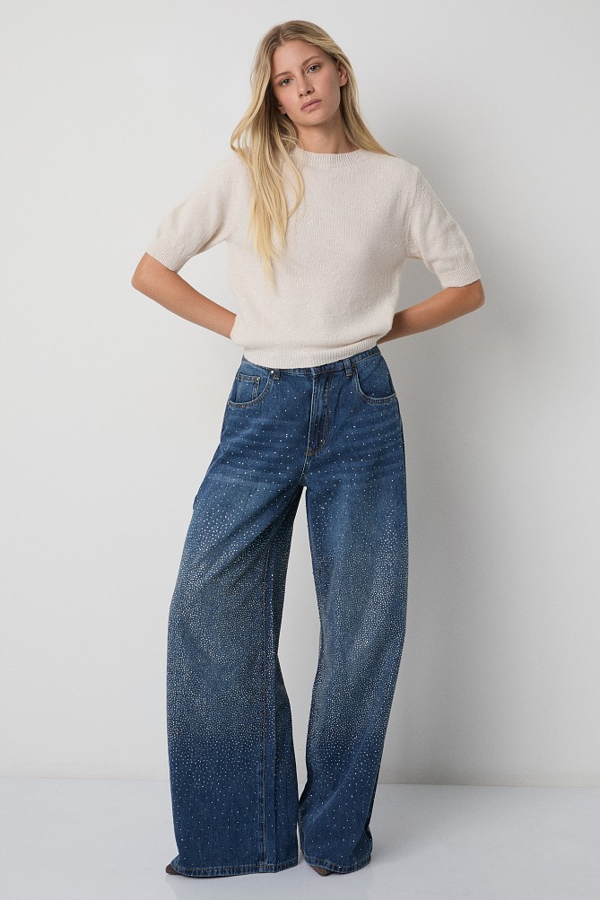 Lexa wide leg jeans with rhinestones