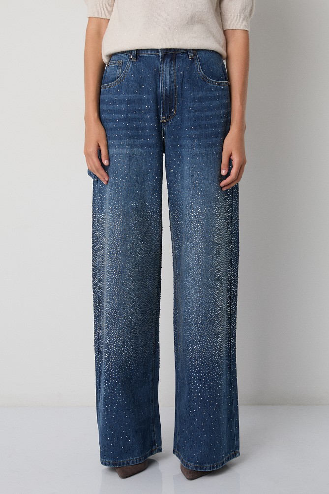 Lexa wide leg jeans with rhinestones