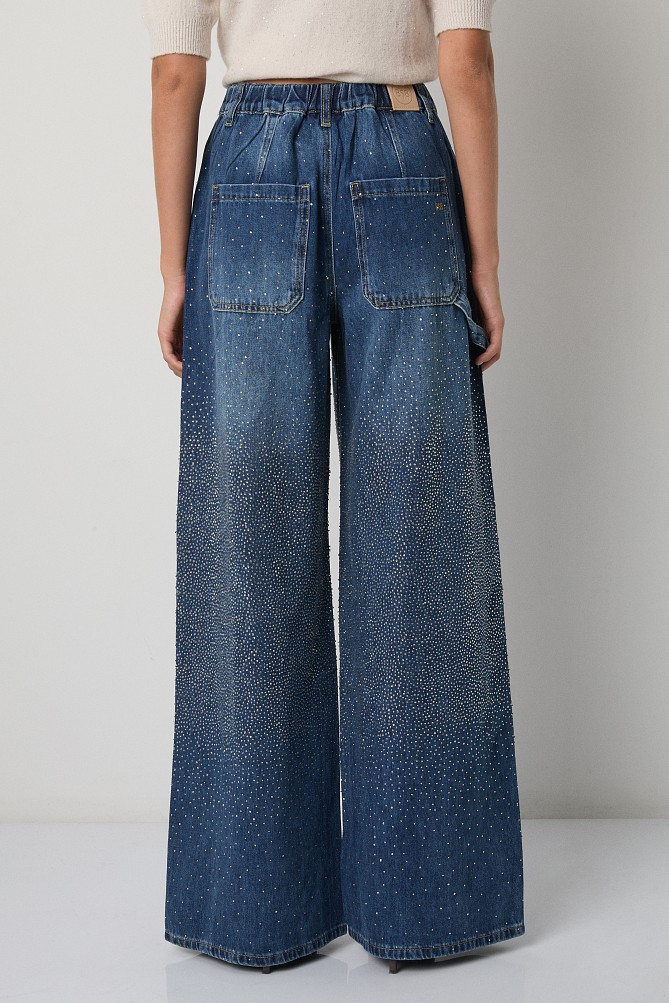 Lexa wide leg jeans with rhinestones