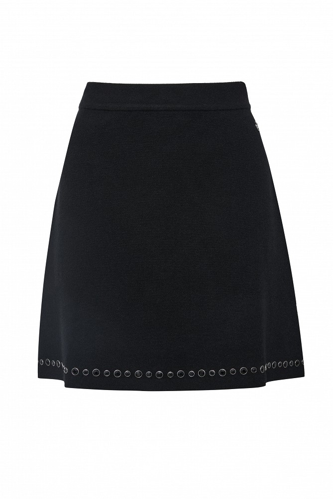 Mini knitted skirt with rhinestone embellishments