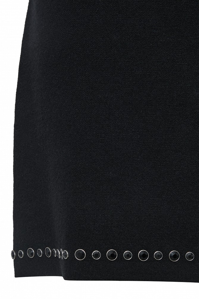 Mini knitted skirt with rhinestone embellishments