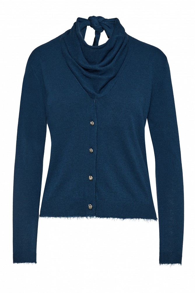 Knitted cardigan with a matching scarf