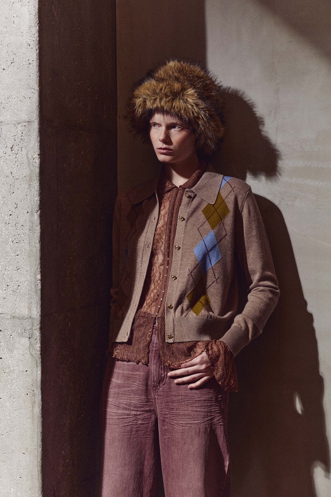 Printed knitted cardigan