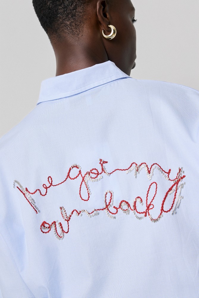 Oxford shirt with embroidered detailing on the back