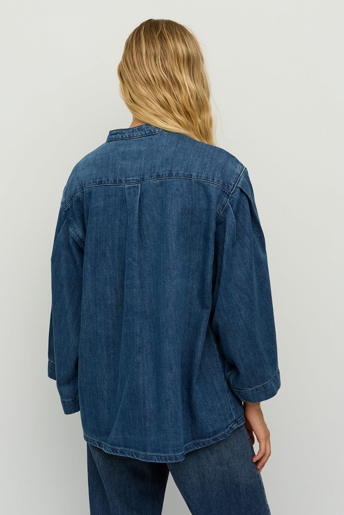 Denim overshirt with decorative embellishments