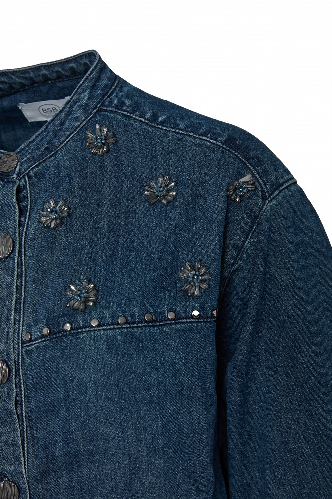 Denim overshirt with decorative embellishments