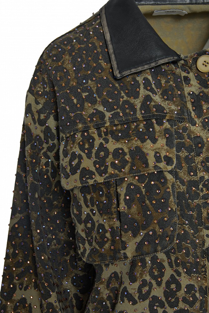 Animal print τζάκετ με στρας