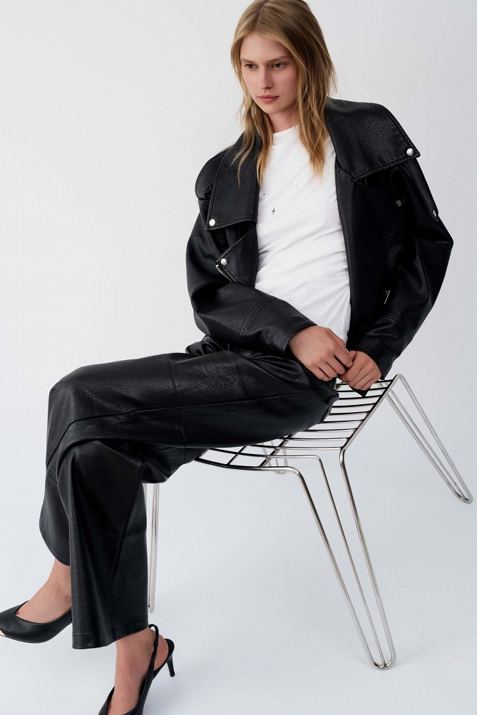 Leather-effect biker jacket