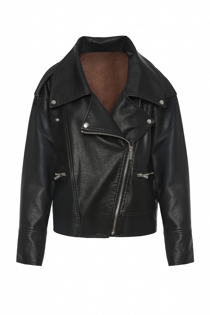 Leather-effect biker jacket
