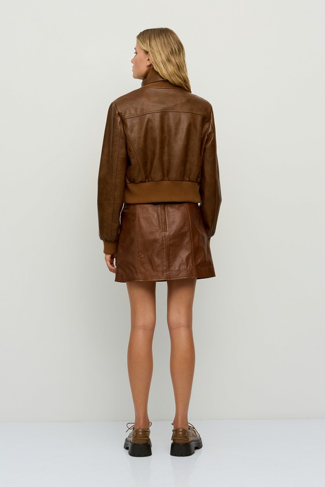 Leather-look bomber jacket