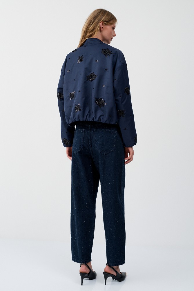 Bomber jacket with embroidered sequin details
