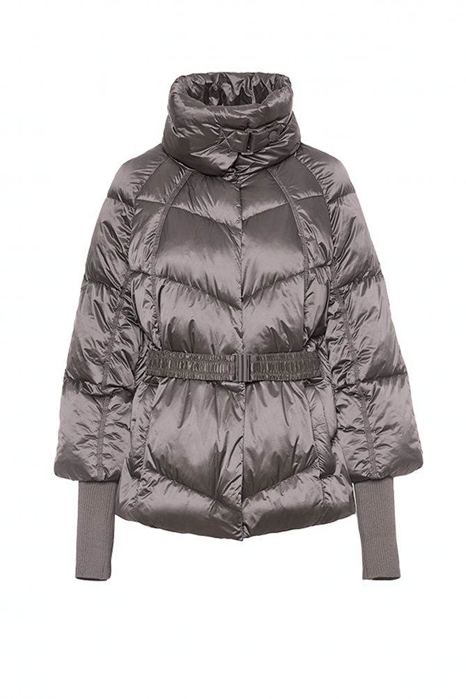 Puffer jacket with ribbed sleeves