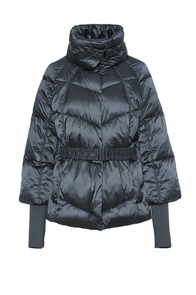 Puffer jacket with ribbed sleeves