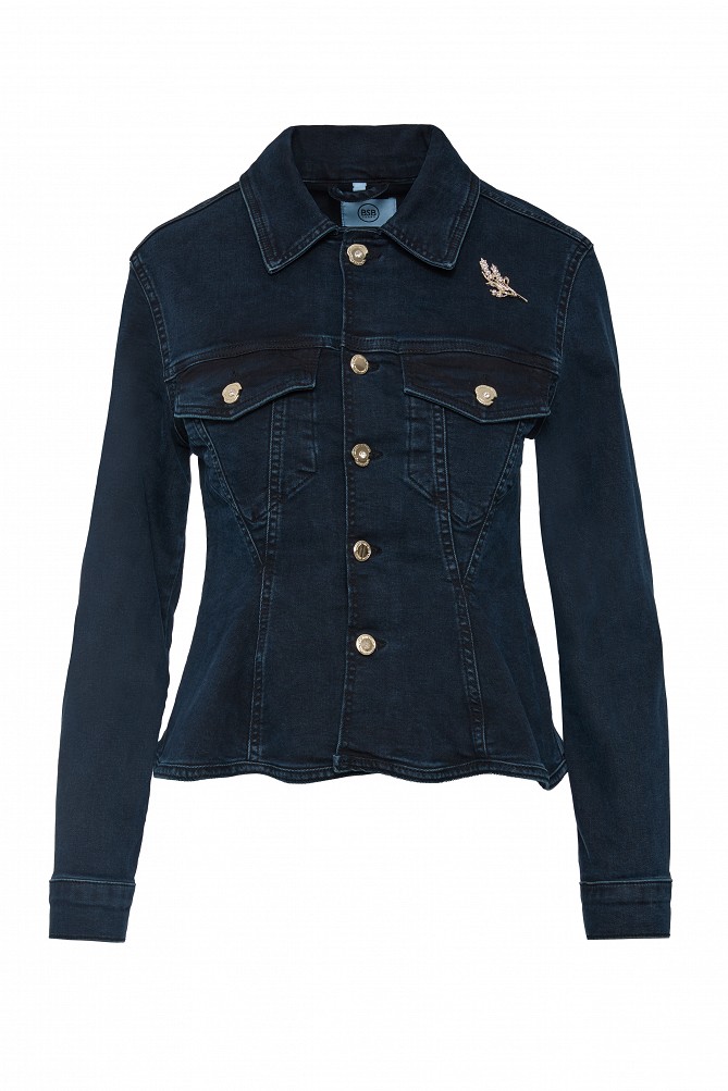 Denim jacket with decorative buttons