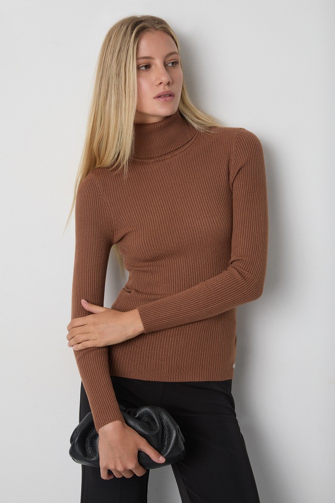 Basic ribbed turtleneck sweater