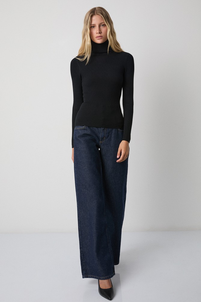 Basic ribbed turtleneck sweater