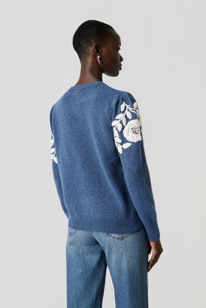 Embroidered flower-detail sweater