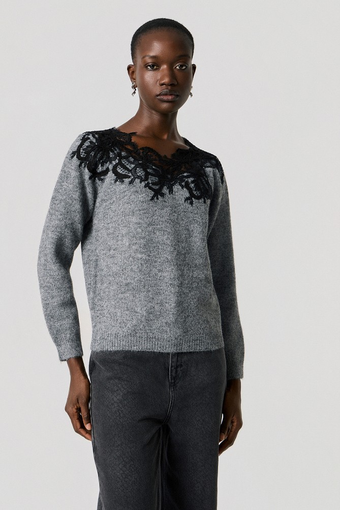 Sweater with lace detailing