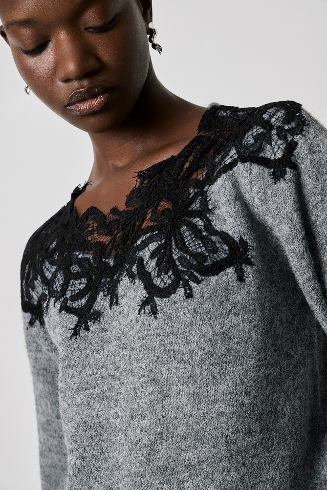 Sweater with lace detailing