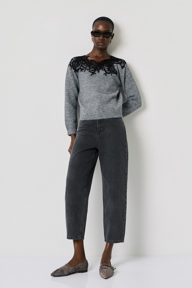 Sweater with lace detailing
