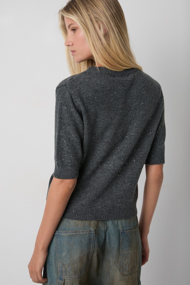 Short-sleeved sequin sweater