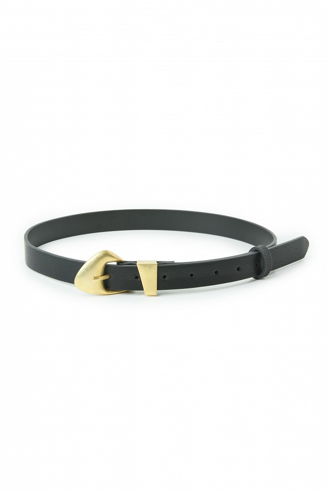 Leather belt with a metal buckle