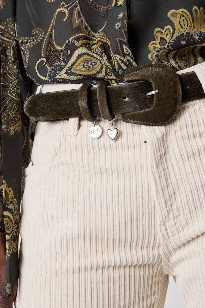 Pony hair leather belt