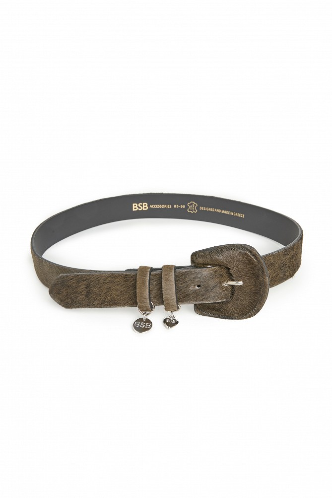 Pony hair leather belt